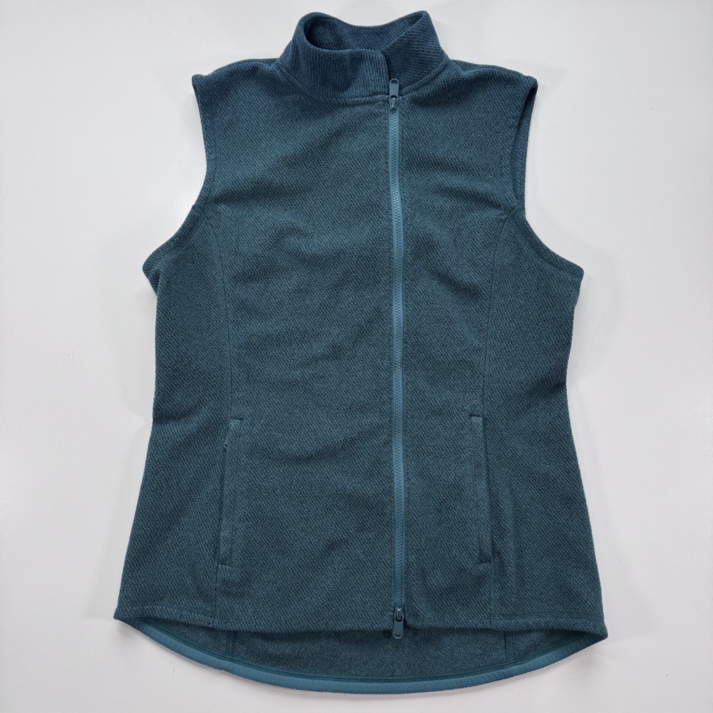 ATHLETA Stroll Fleece Moto Vest Asymmetric Full Zip Teal Blue Womens Large Tall
